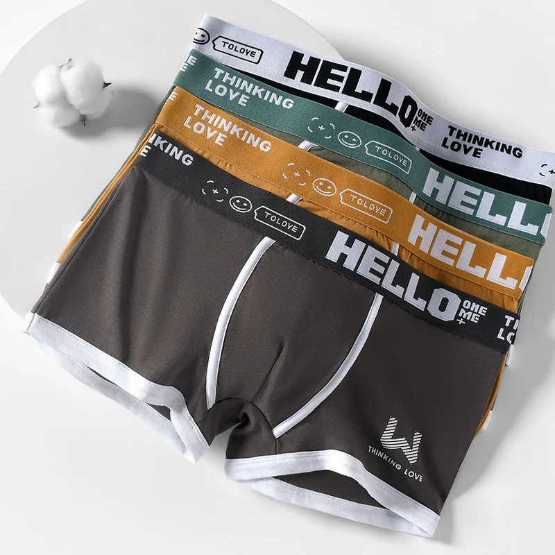 남성용 코튼 복서 반바지 팬티, 통기성 소프트 레터 벨트, 3 가지 색상, L XL 2XL 3XL, 패션 스포츠, 1 개, 6 개