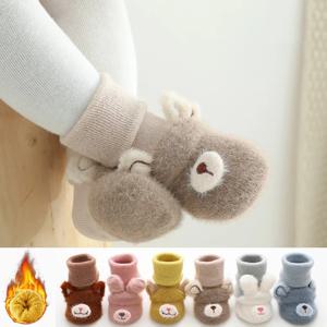 1/2Pairs 소녀 소년을위한 신생아 아기 양말 겨울 테리 부드러운 두꺼운 따뜻한 안티 슬립 유아 양말 귀여운 만화 유아 양말 0-3Y