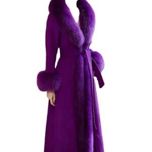 여성용 밍크 코트 롱 캐시미어 재킷, 여우 모피 칼라, 매우 두꺼운 파카, 모조 오버코트, 틱톡, 신상 모조 모피 아우터