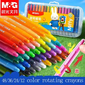 M&G 어린이를 위한 회전 크레용 지저분한 손 없음 페인트 브러시 24/36/48 색상 수채화 연필 세트 미술 용품
