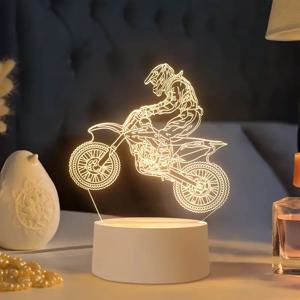 3D 먼지 자전거 라이더 야간 조명, 방 및 거실 테이블 장식 조명, 명절 선물, 색상 조절 가능.