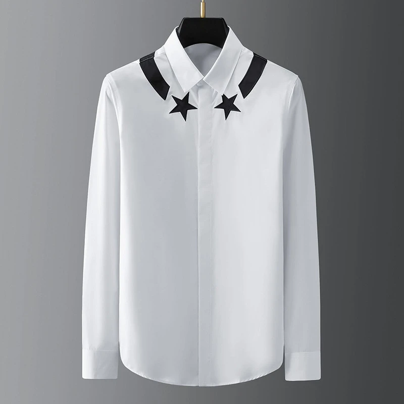 고급 남성 셔츠 프린트 남성 셔츠 긴팔 라펠 셔츠 데일리 아웃도어 쇼핑 편안한 원단 대형 xs-6xl