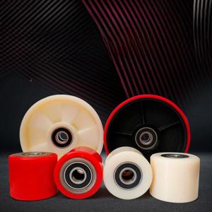 1PC 나일론 플랫 70*60/80x70 베어링이있는 지게차 캐스터 휠 액세서리 수동 유압 팔레트 트럭 그라운드 황소 카트