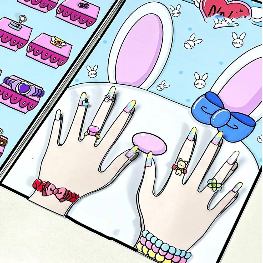 만화 이발소 네일 숍 조용한 책 소녀 수제 DIY 스티커 장난감 짜기 책 장난감 어린이를위한 안티 스트레스 장난감