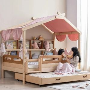트리 하우스 매직 플랫폼 침대 높은 트레일러 모든 단단한 나무 가드레일 공주 방