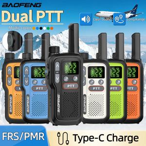 2PCS Baofeng BF-T18 미니 듀얼 PTT 워키 토키 손전등 휴대용 PMR/FRS 지원 타입-C 충전기 NOAA 5Rmini F22 햄 라디오용