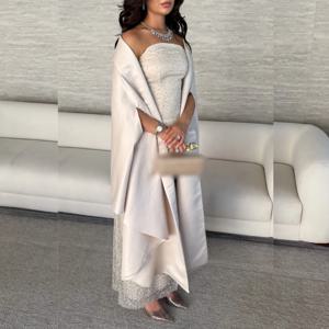 맞춤형 패션 주름 스팽글 A 라인 Strapless 미디 드레스 맞춤형 행사 고품질 중국 스타일