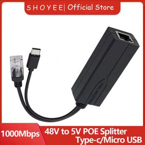 POE 분배기 48V ~ 5V 마이크로 USB tpye-C 100M/1000M POE 카메라 인젝터 전원 공급 장치(Huawei Hikvision용)