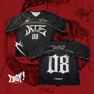 여름 여성 한국어 버전 Ybsy 축구 저지 티셔츠 v 넥 느슨하고 세련된 스트리트웨어 다목적 스포츠 캐주얼 탑