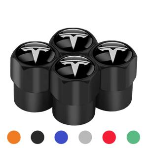 4개/세트 자동차 알루미늄 타이어 밸브 먼지 캡 배지 보호 커버 액세서리 테슬라 모델 3 모델 Y 모델 S 모델 X 용 엠블럼