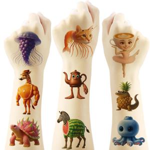 20pcs Tung Tung Sahur 추상 동물 문신 스티커 이탈리아 Brainrot 재미 있은 임시 방수 문신 데칼 어린이 파티 선물