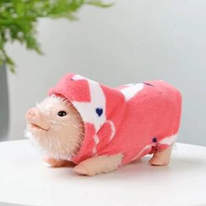약 12cm 실리콘 돼지 새끼 부드럽고 귀여운 미니 리얼리틱 동물 액세서리 포함 생생한 리본 신생아 돼지 인형 스트레스 해소 장난감