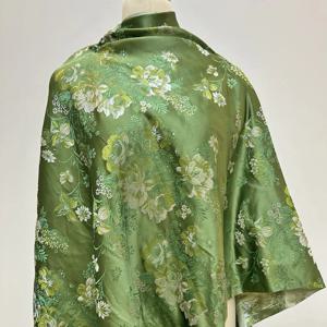 사전 재단된 생생한 녹색 꽃 자카드 브로케이드, 드레스, 코트, 의상, 홈데코, DIY 공예용 고급 동양 꽃무늬 패턴