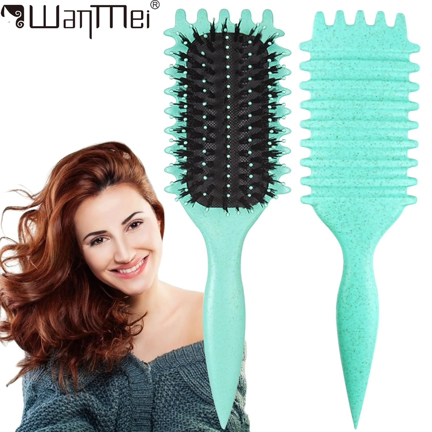 완메이 엉킴 방지 캔디 브러쉬 곱슬머리 두피 마사지 헤어 빗 (젖은/마른 머리 곱슬머리용) 당김 감소 자연 스타일링 도구