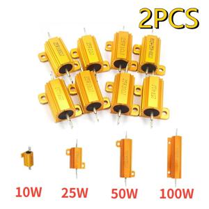 2PCS RX24 알루미늄 전력 저항기 100W 50W 25W 10W 0.1~1Kohm 금속 쉘 케이스 권선 저항기 키트 부하 저항기 0.1ohm 8ohm