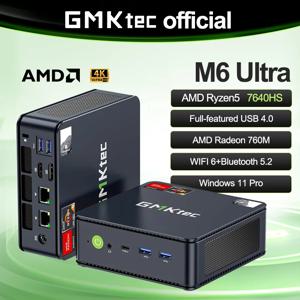 GMKtec M6 울트라 누크박스 미니 PC AMD R5 7640HS 6코어 12스레드 DDR5 4800Mhz PCIe 3.0 SSD WIFI 6 BT5.2 윈도우11 프로 데스크탑 게이밍 PC