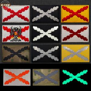 스페인 버건디 십자가 깃발 반사 및 발광 자수 모랄 배지 백팩 의류 후크 앤 루프 패치