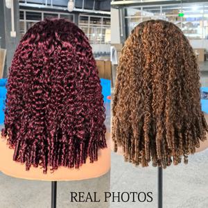 100% 더블 드로운 버마산 곱슬머리 글루리스 레이스 클로저 가발 250% 밀도 탄력있는 곱슬머리 5x5 HD 레이스 프론탈 가발 (흑인 여성용)