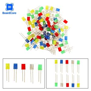 100개/세트 2x5x7mm 사각형 LED 다이오드 세트 5가지 색상 짧은 다리 발광 다이오드 LED 인라인 램프 비즈 DIY 전자 키트