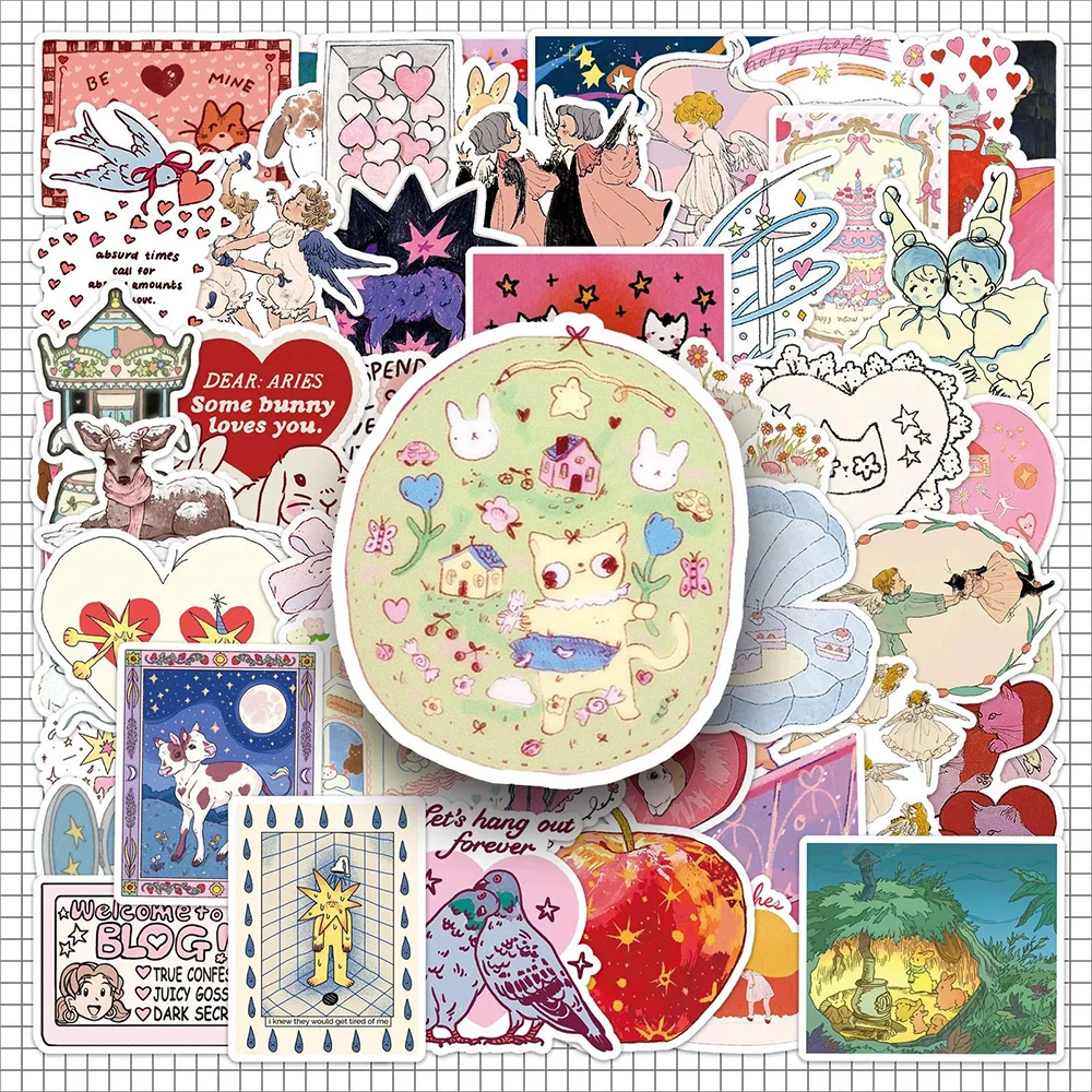 10/30/50PCS 동화 스타일 낙서 스티커 Kawaii 소녀 만화 장식 데칼 DIY 가방 노트북 전화 자전거 INS 스티커