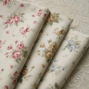 빈티지 140x50cm 핑크 블루 로즈 플로럴 코튼 패브릭 DIY 의류 홈 데코 인형 드레스 재봉 공예용