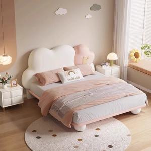 모던 핑크 작은 나무 모양 어린이 침대 공주풍 미드 센추리 우아한 디자인 싱글 침대 편안한 침실 가구