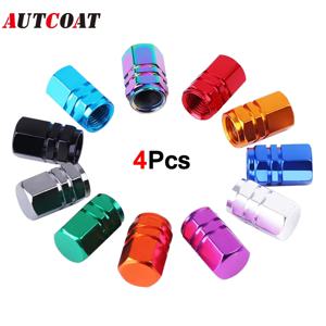 AUTCOAT 4Pcs 알루미늄 자동차 바퀴 타이어 밸브 캡 타이어 림 스템 커버 Airdust 자동차 오토바이 트럭 자전거 방수