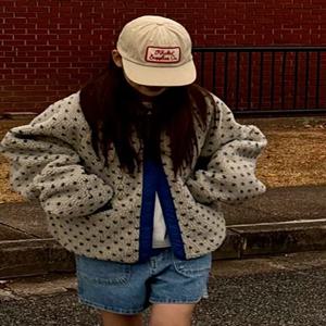 한국 스타일 패셔너블 양털 양면 착용 숏 코튼 자켓 여성용 스몰 사이즈 트렌디 안티에이징 다용도 따뜻한 아우터웨어