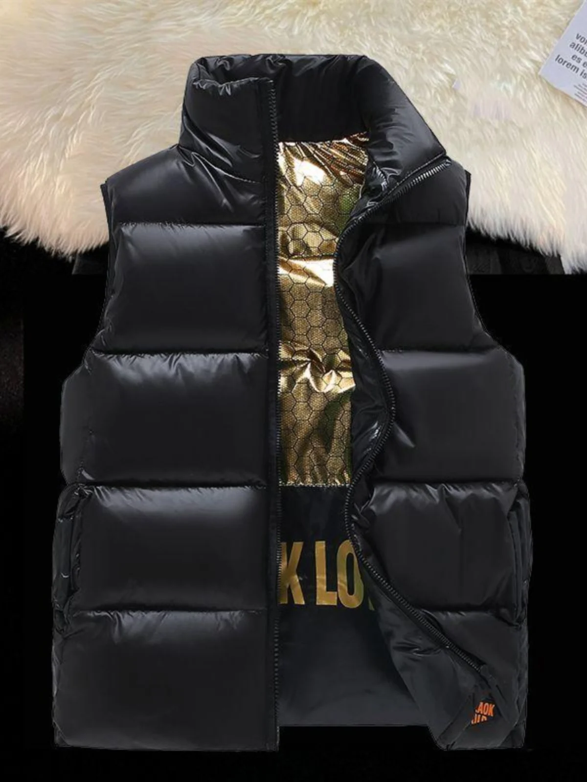 남성용 두꺼운 슬림핏 다운 코튼 조끼 블랙 골드 커플 재킷 따뜻한 민소매 어깨 패드 아우터웨어 패션 도시 스타일