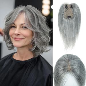 여성용 리얼 휴먼 헤어 토퍼 데일리 360 °   얇은 머리를 위한 3D 헤어피스 업그레이드 중간 가르마 클립형 앞머리 20, 25, 30, 35cm