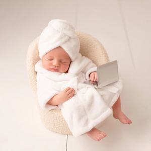 신생아 사진 촬영 소품 스카프 목욕 가운 2개 세트 레오파드 의상 촬영 사진 소품 샤워 선물 액세서리