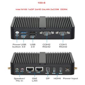 킹델눅 다기능 팬리스 미니 PC 인텔 12세대 N100 4xLAN 2xLAN 2xCOM 트리플 디스플레이 데스크탑 컴퓨터&파이어월 소프트 라우터