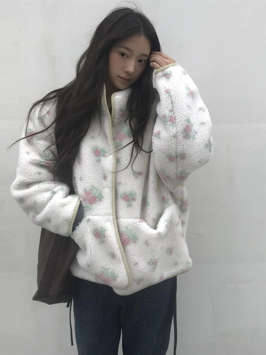 한국 스타일 부드러운 달콤한 꽃무늬 리버시블 스웨트셔츠 벨벳 셔츠 여성 겨울 패션 다용도 편안한 아우터웨어