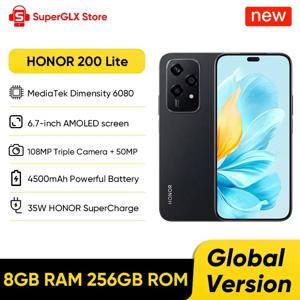 글로벌 버전 HONOR 200 Lite 5G 스마트폰 미디어텍 디멘시티 6080 6.7인치 90Hz AMOLED 디스플레이 108MP 메인 카메라 4500mAh 배터리