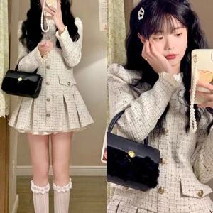 우아한 긴팔 여성 드레스 젠틀 티 시스템 프린세스 스커트 소프트 스타일 봄 가을 천금향 바람 드레스