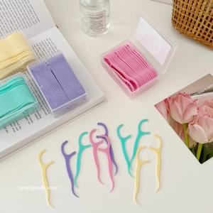 30~180개 과일향 치실 플라스틱 이쑤시개 힐로 치실 치아 스틱 치실 픽 박스 포함 ﻿ 구강 관리