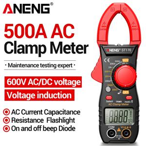 자동차 수리용 클램프 미터 1999 카운트 전문가용 ANENG ST170 멀티미터 AC/DC 전압 테스터 정전용량 NCV 전기 기술자 도구