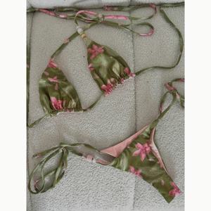 마이크로 비키니 2026 섹시 여성 수영복 플로럴 끈 비키니 세트 비키니 수영복 비치웨어