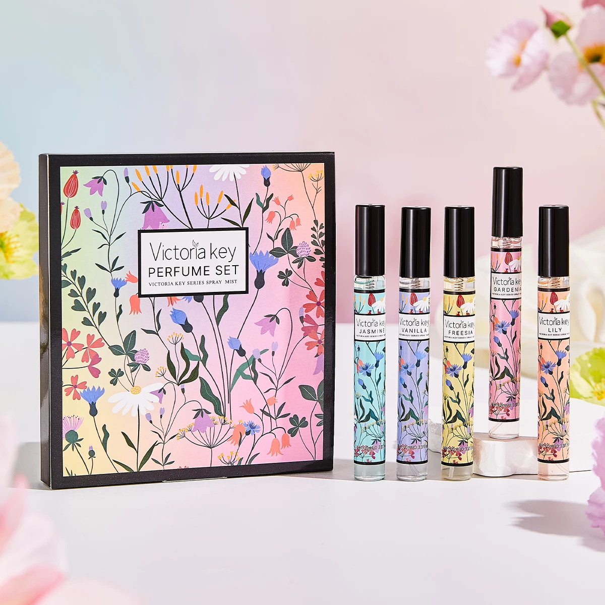 선물용 상자 에어 프레셔너 (알코올 프리) |   자스민/바닐라/프리지아 꽃 향기 |   휴대용 향수 미스트 (가정, 자동차, 사무실용)