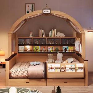 캐노피 일반 어린이 침대 안전 유럽식 수납 모던 스타일 여자아이 침대 공주 싱글 맞춤형 어린이 가구 홈