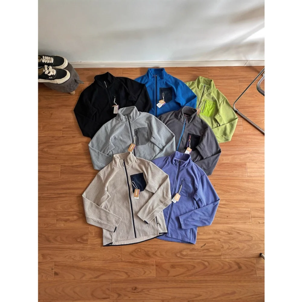 바타 고품질 도시 야외용 따뜻한 스탠드업 칼라 지퍼 가디건 플리스 재킷 리플 캐주얼 스웨트셔츠 재킷