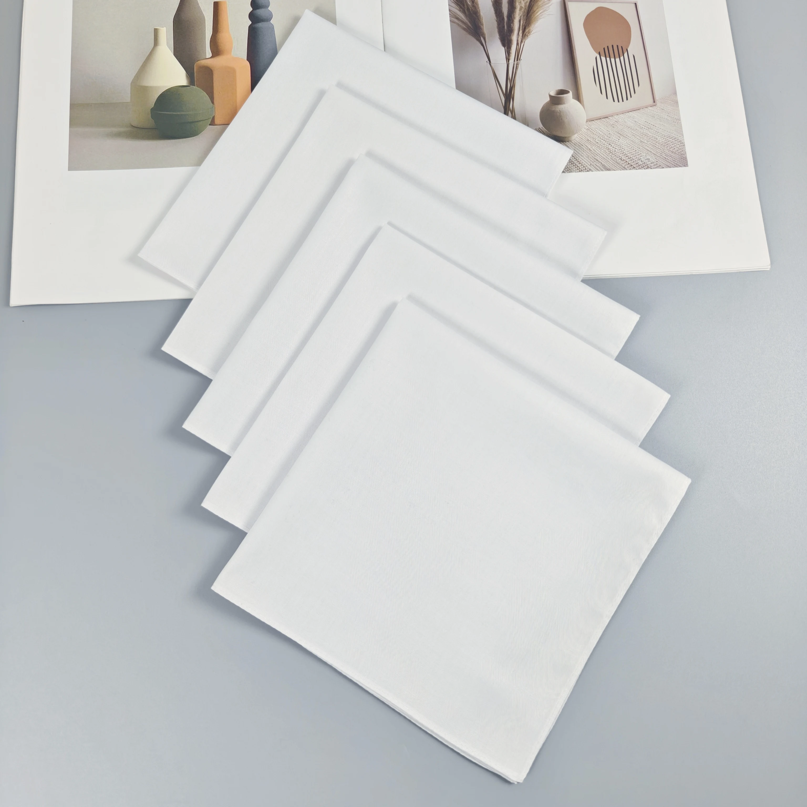 5PCS 순백색 DIY 신사 손수건 정장 포켓 플레인 헤어 밴드 35cm/13.7in