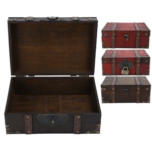 빈티지 나무 보석함 빈티지 나무 수납함 장식용 보물 보석함 자물쇠 포함 가정 장식