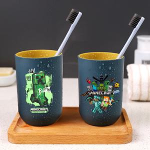 픽셀 게임 어린이 물컵 마인크래프트 칫솔컵 남아 여아 양치컵 아기 만화 린스컵 치약병 선물