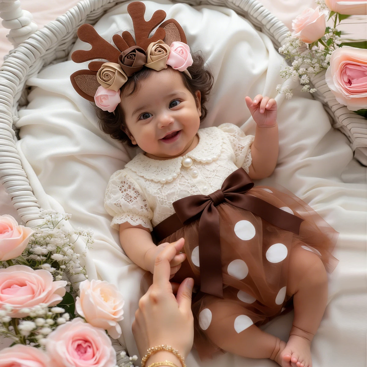 Ylsteed 신생아 사슴 튜튜 스커트 크리스마스 드레스 헤드밴드 포함 할로윈 코스튬 아기 공주 엘크 순록 의상 새해-HD