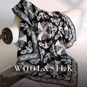 우아한 실크 울 스카프 다용도 넥 랩 센세이션 아우터웨어 여성 패션 중국 스타일 작은 사각 스카프 봄 가을 겨울