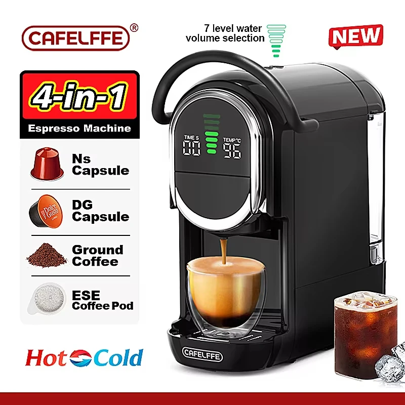 CAFELFFE 4in1 캡슐 커피 머신 핫/콜드 다중 에스프레소 카페테라 카푸치노 커피 메이커 Dolce Gusto Nespresso Powder 19