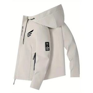 남성 패션 깃털 패턴 프린트 후드 재킷 |   가볍고, 방풍, 방수, 슬림핏