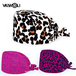 스크럽 모자 미용실 모자 표범 인쇄 스크럽 캡 실험실 외과 의사 모자 간호 작업 모자 한 사이즈 멀티 컬러