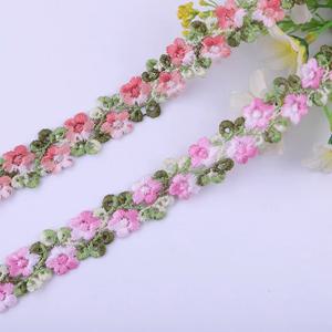 귀여운 다채로운 입체 꽃 레이스 원단, DIY 아동복, 바느질 의류 액세서리, 1 야드, 3 야드, 5 야드